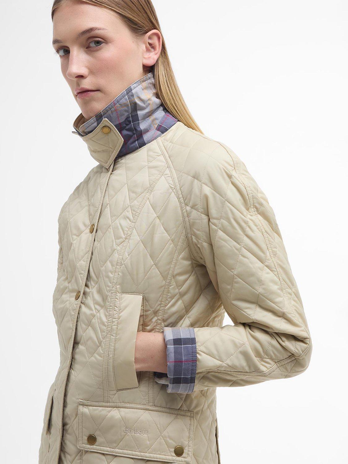 Product image 6 of 9, which shows Barbour Beadnell Quilted Jacket, Pearl, 6