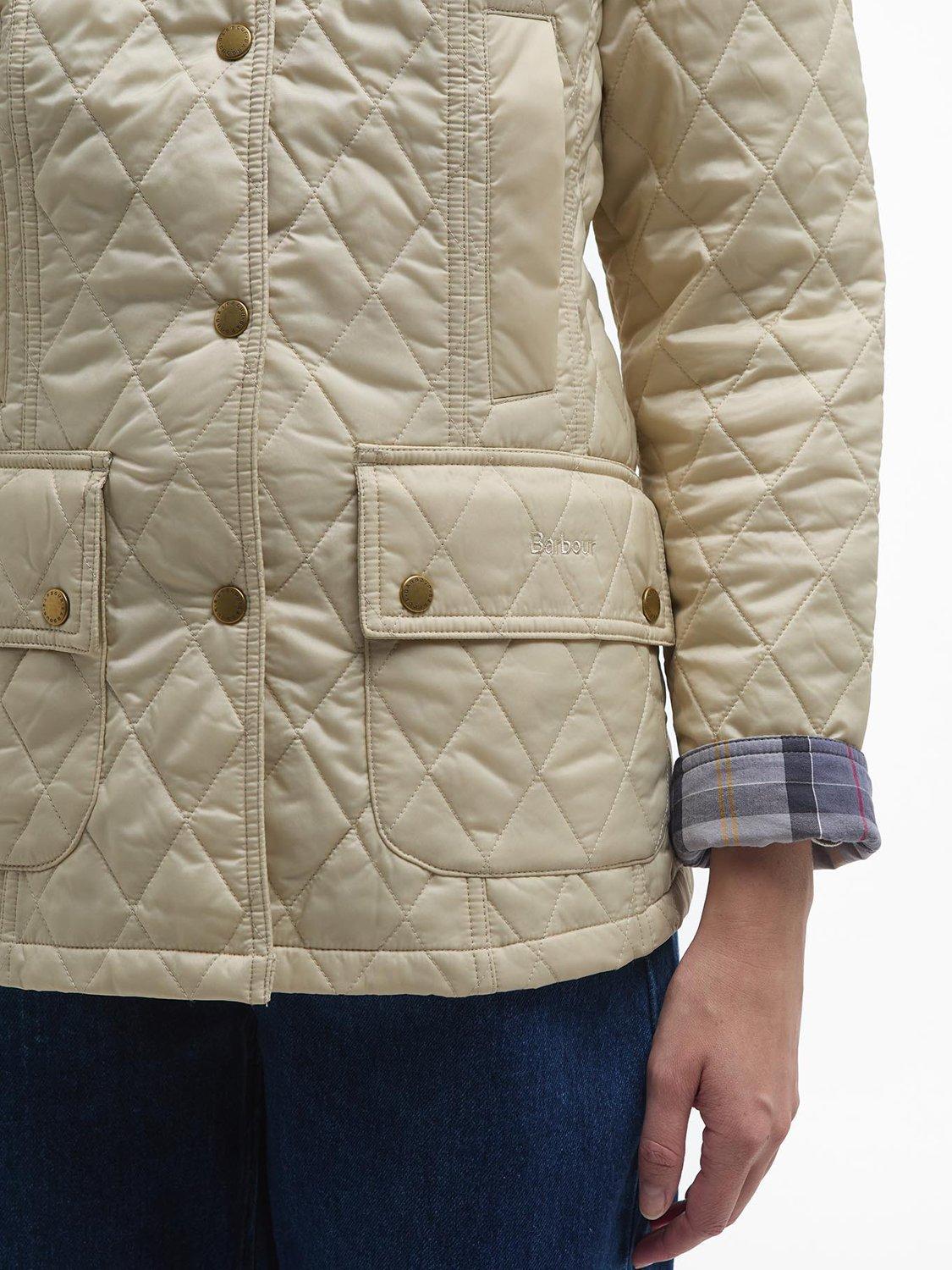 Product image 7 of 9, which shows Barbour Beadnell Quilted Jacket, Pearl, 6