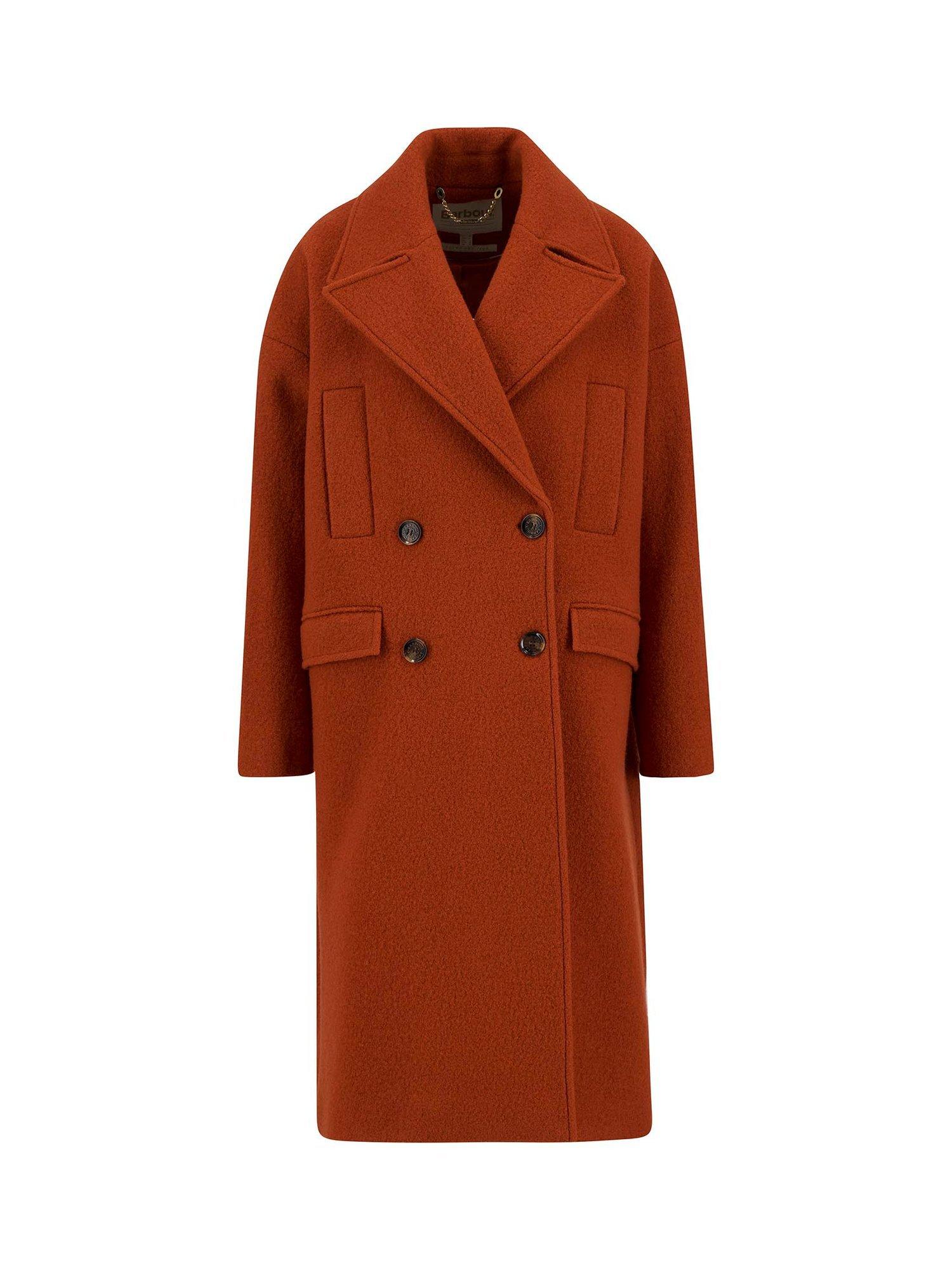 Product image 4 of 7, which shows Barbour Blyth Double Breasted Pure Wool Coat, Burnt Orange, 18