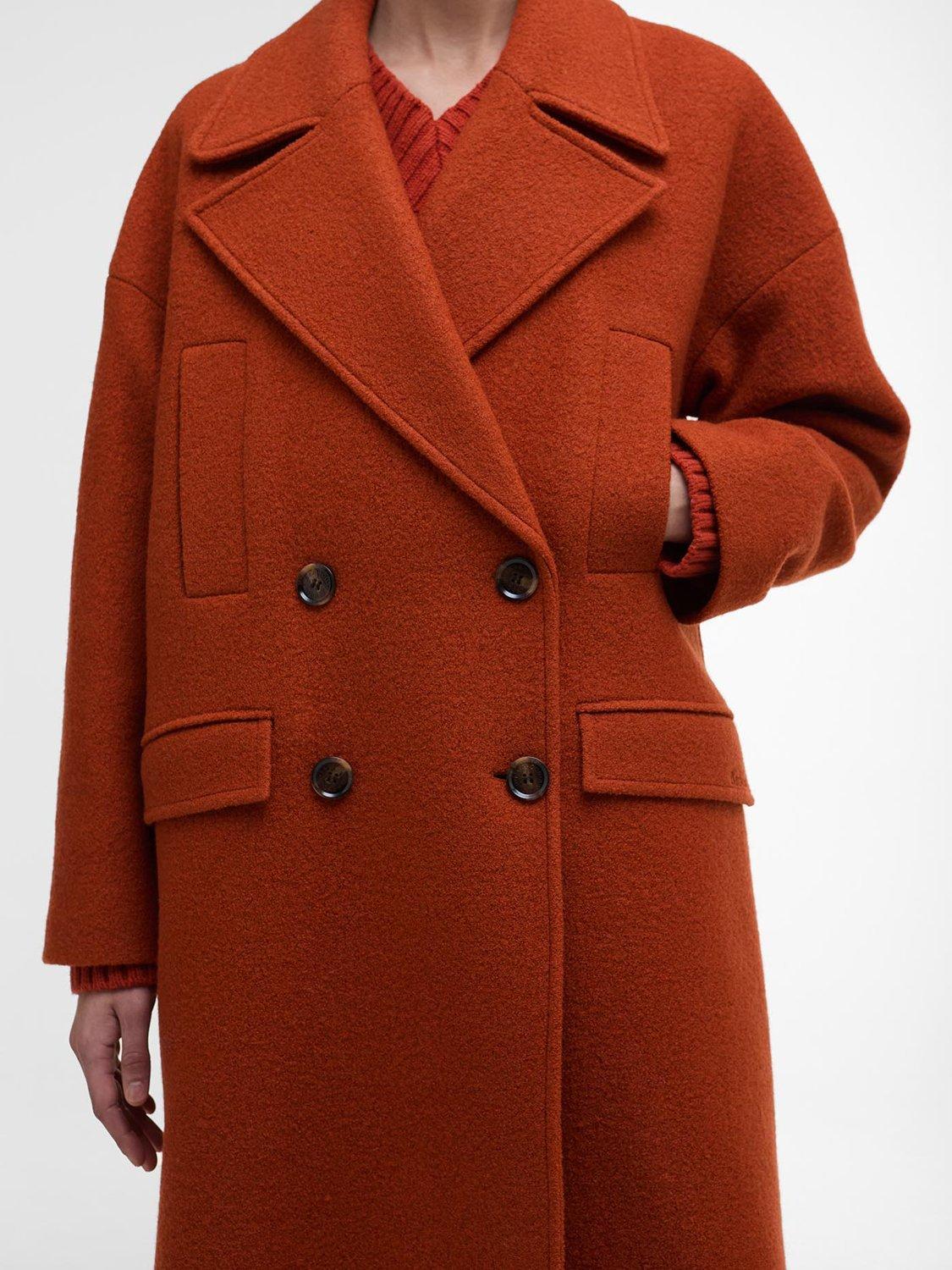 Product image 5 of 7, which shows Barbour Blyth Double Breasted Pure Wool Coat, Burnt Orange, 18