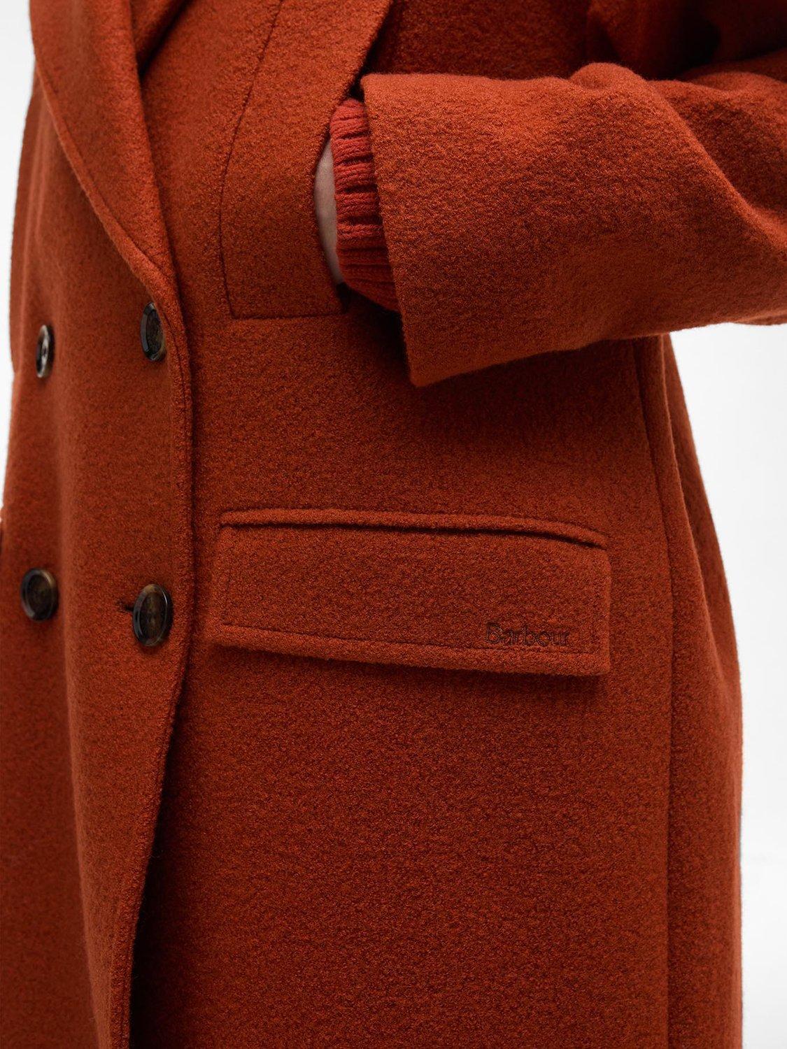 Product image 6 of 7, which shows Barbour Blyth Double Breasted Pure Wool Coat, Burnt Orange, 18