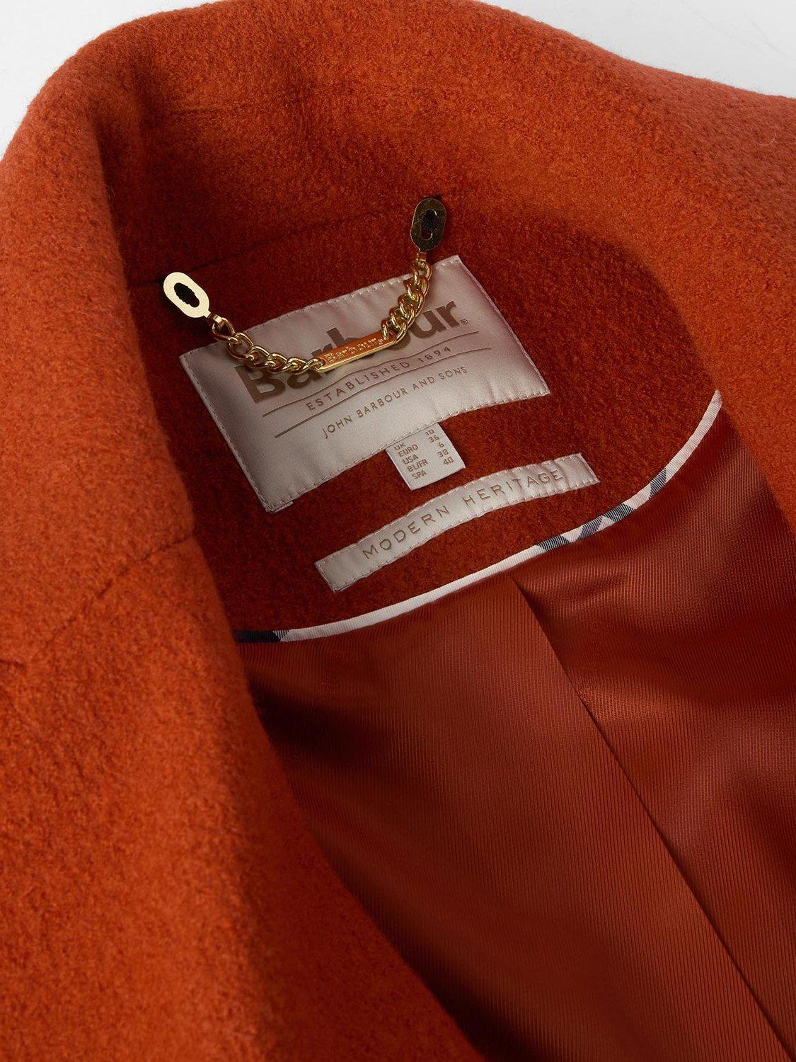 Product image 7 of 7, which shows Barbour Blyth Double Breasted Pure Wool Coat, Burnt Orange, 18