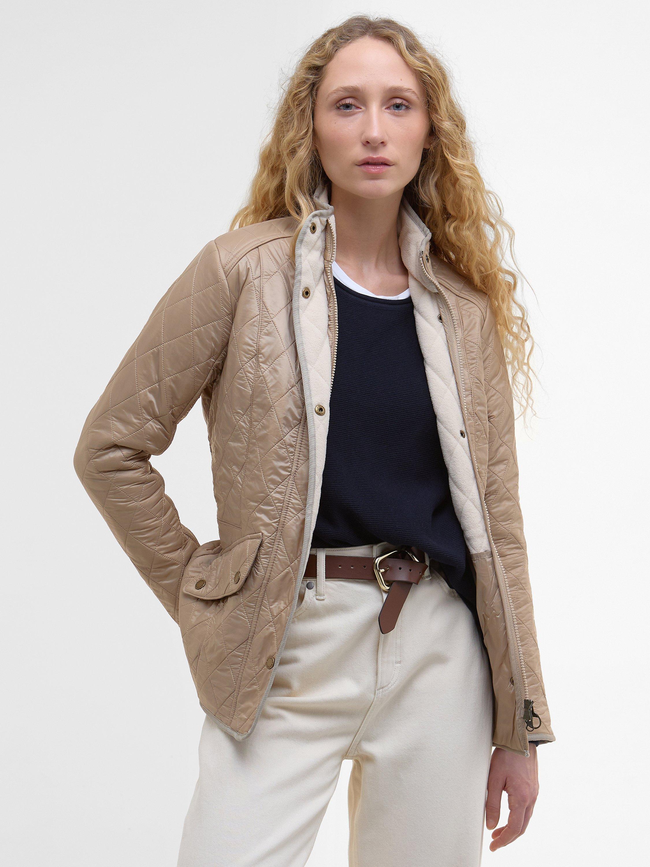 Product image 1 of 8, which shows Barbour Cavalry Polarquilt Jacket, Light Fawn, 6