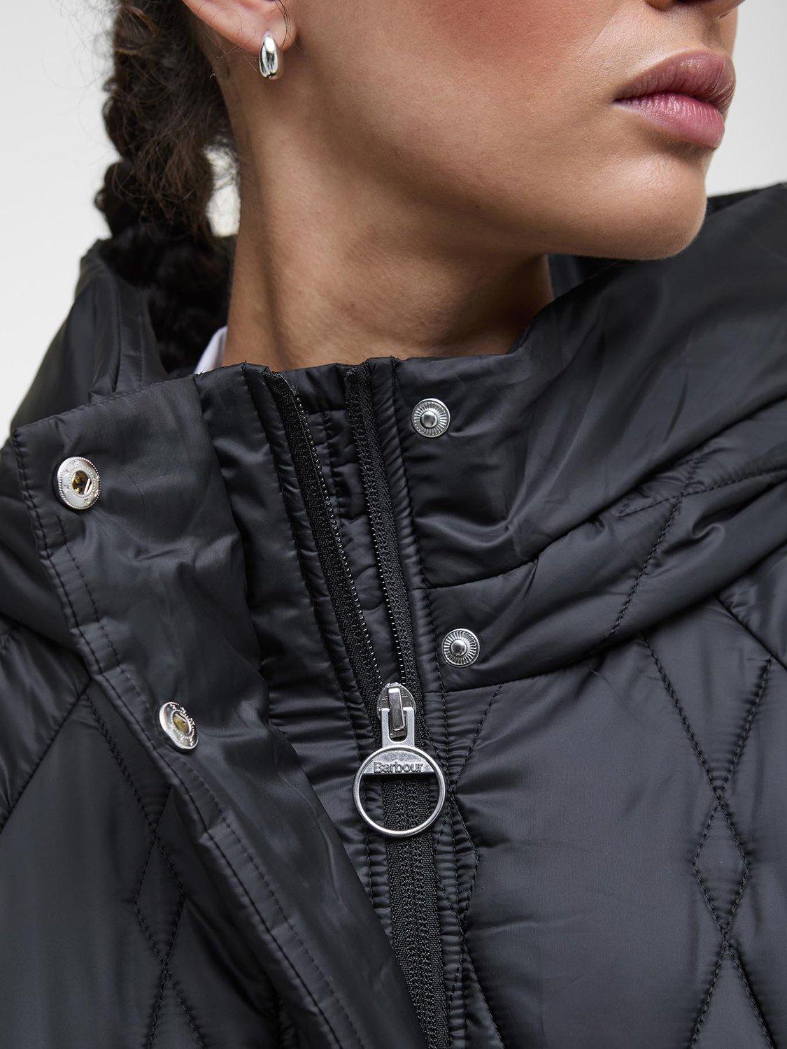 Product image 4 of 7, which shows Barbour Celina Quilted Jacket, Black Onyx/Tartan, 18