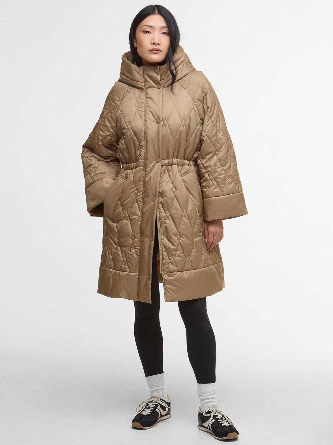 Product image 1 of 6, which shows Barbour Celina Quilted Jacket, Military Brown/Tartan, 8