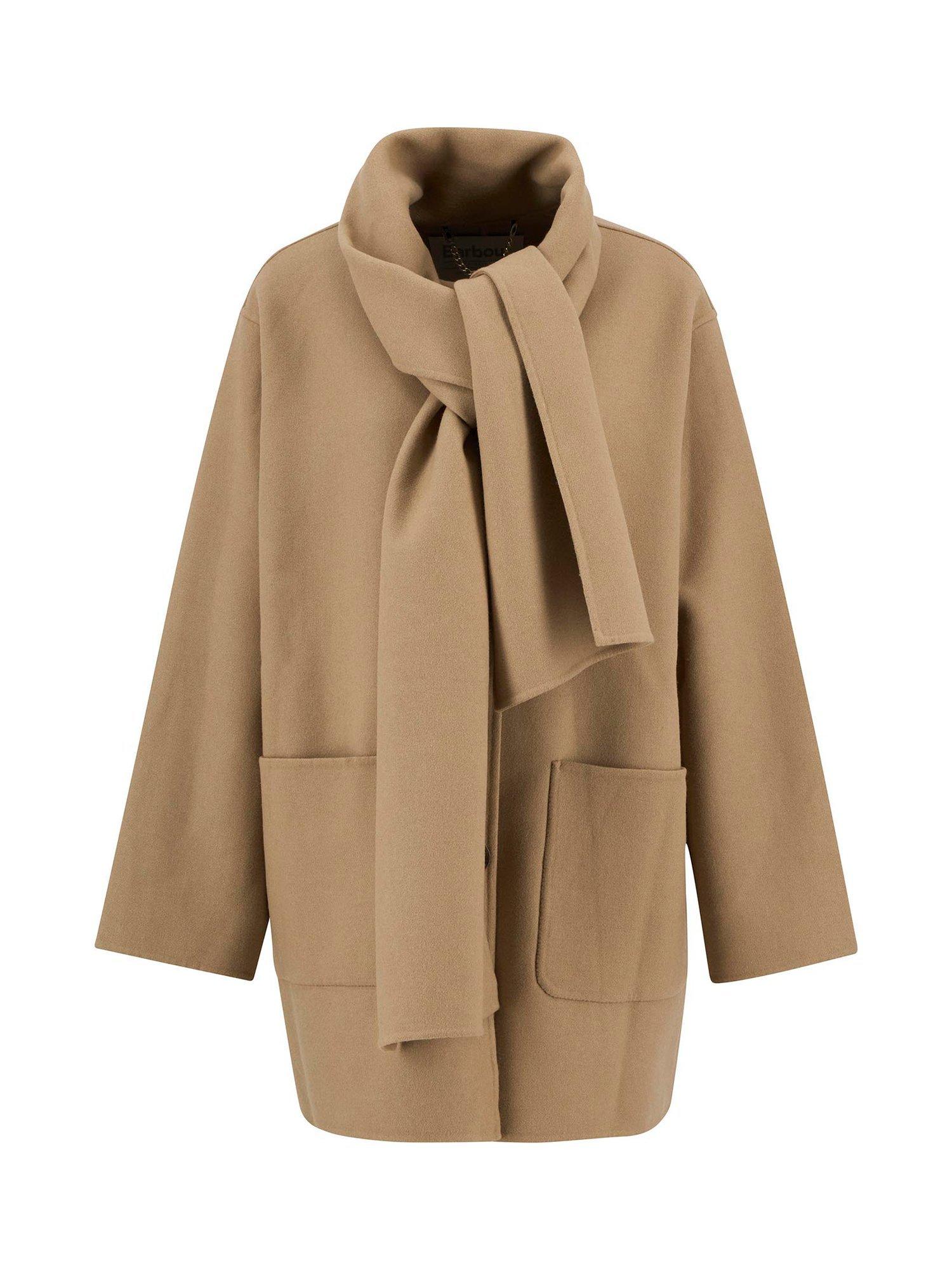 Product image 4 of 7, which shows Barbour Clementine Wool Rich Scarf Coat, Camel, 10
