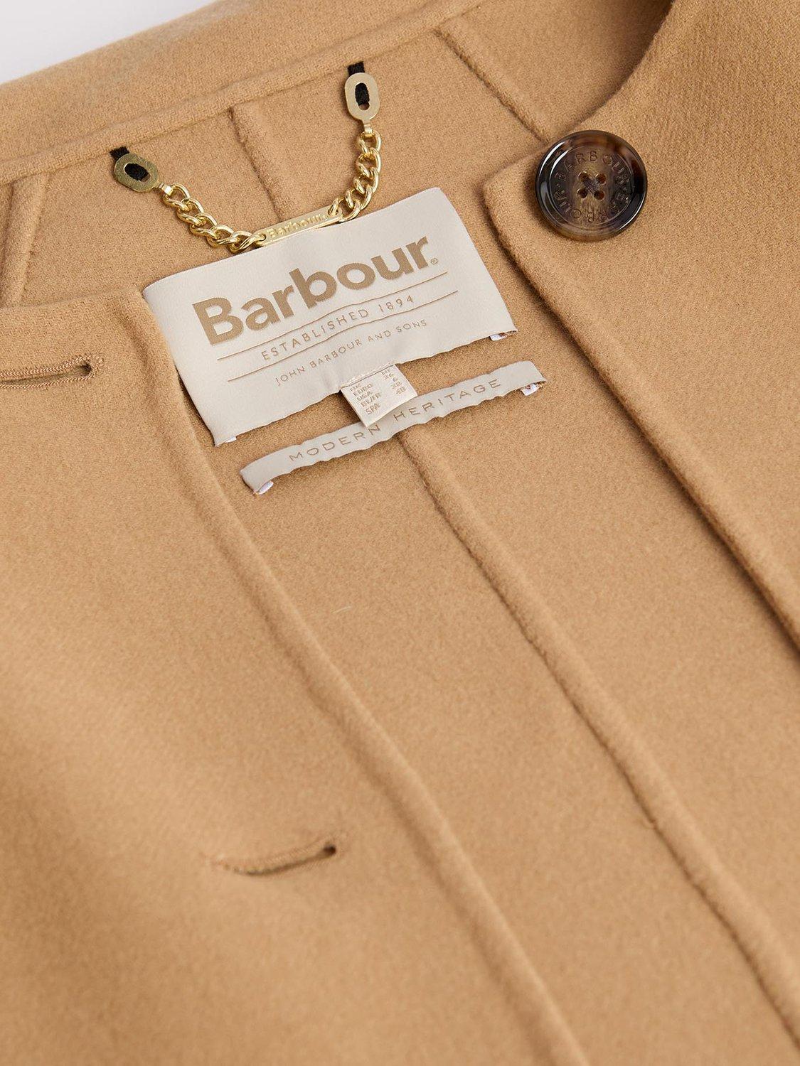 Product image 6 of 7, which shows Barbour Clementine Wool Rich Scarf Coat, Camel, 10