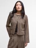 Barbour Corina Collarless Dogtooth Jacket, Brown/Orange