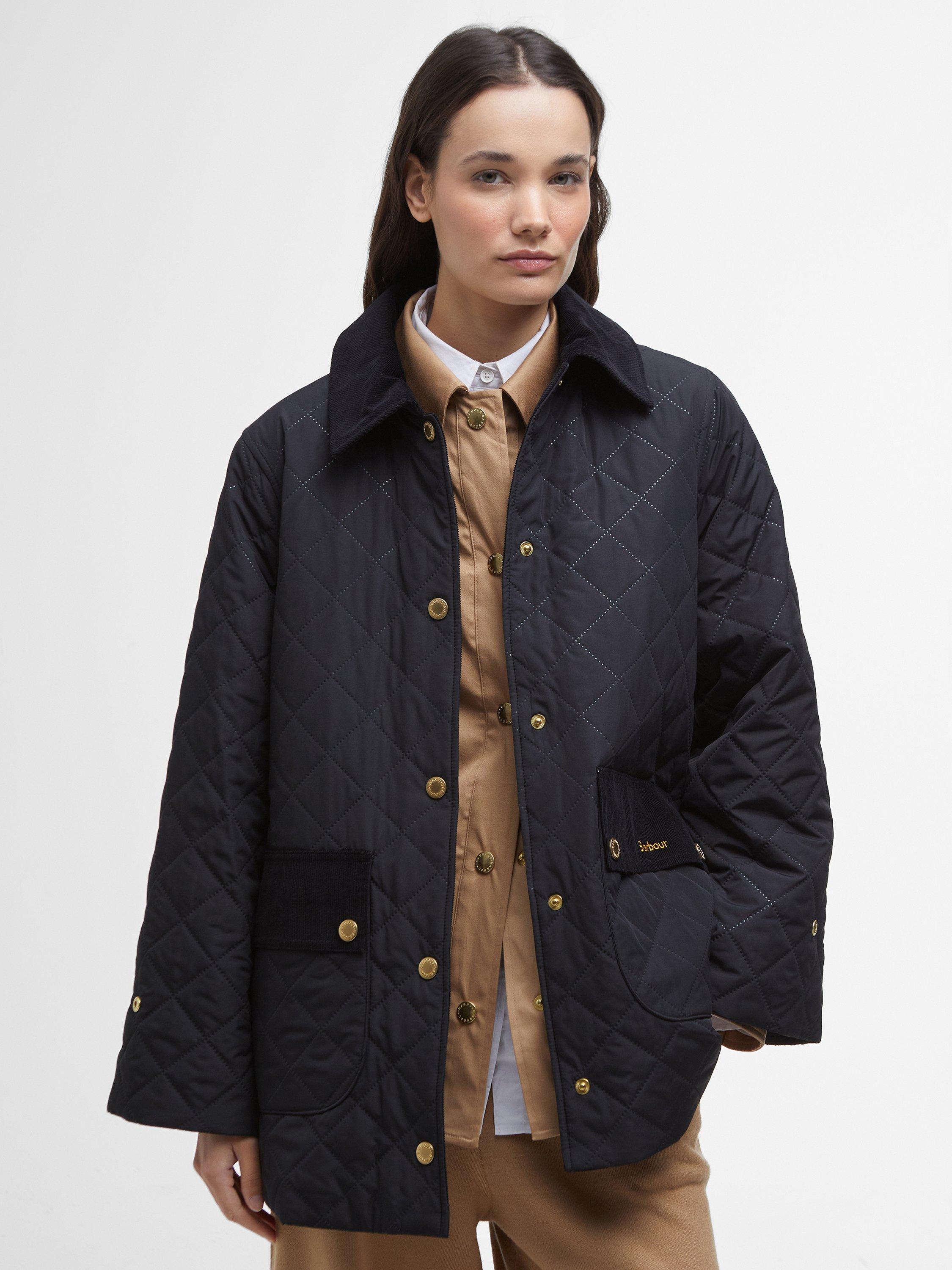 Product image 1 of 7, which shows Barbour Corinne Quilted Jacket, Black/Ancient, 8