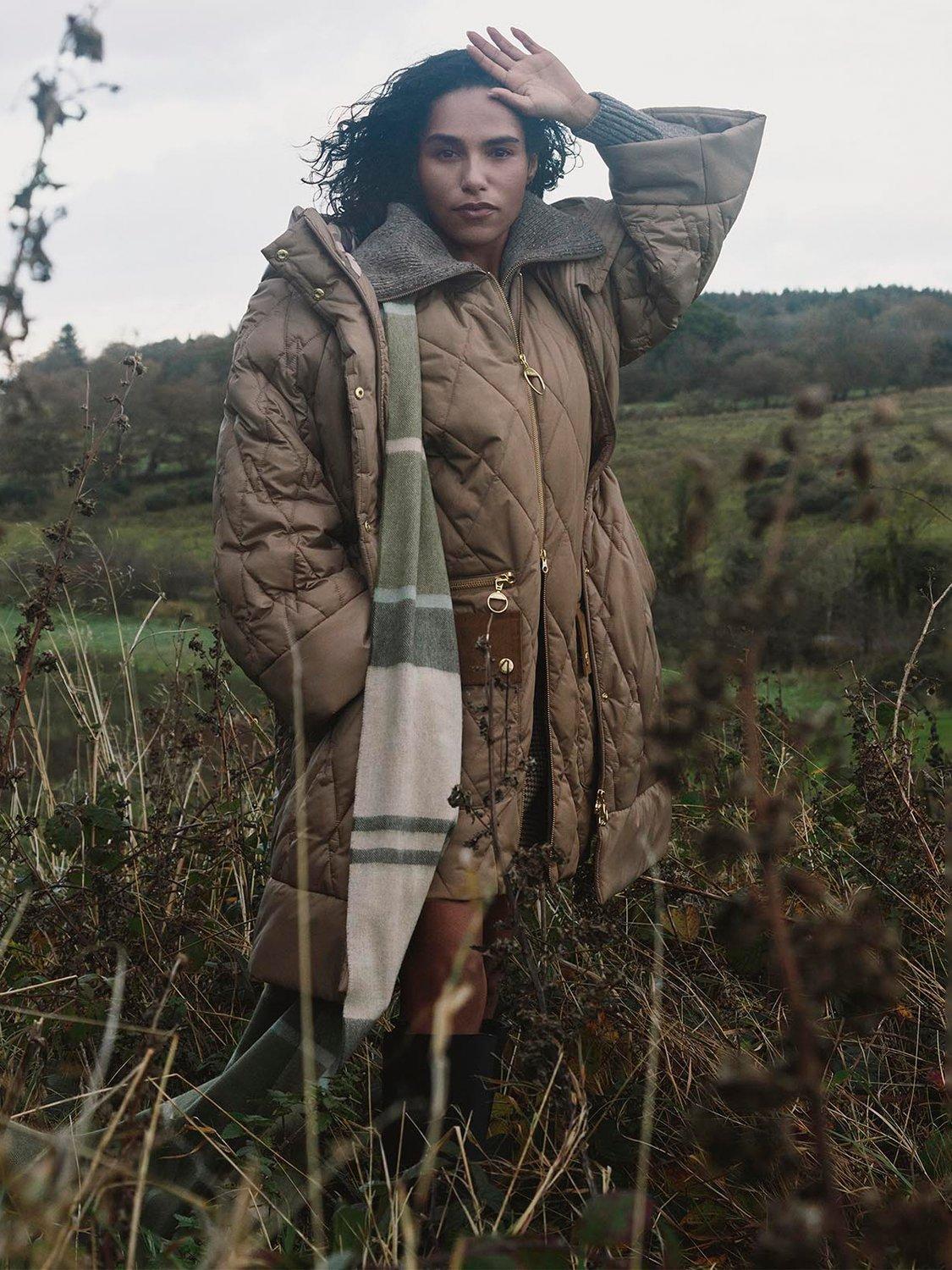 Product image 2 of 6, which shows Barbour Elspeth Quilted Jacket, Military Brown, 8