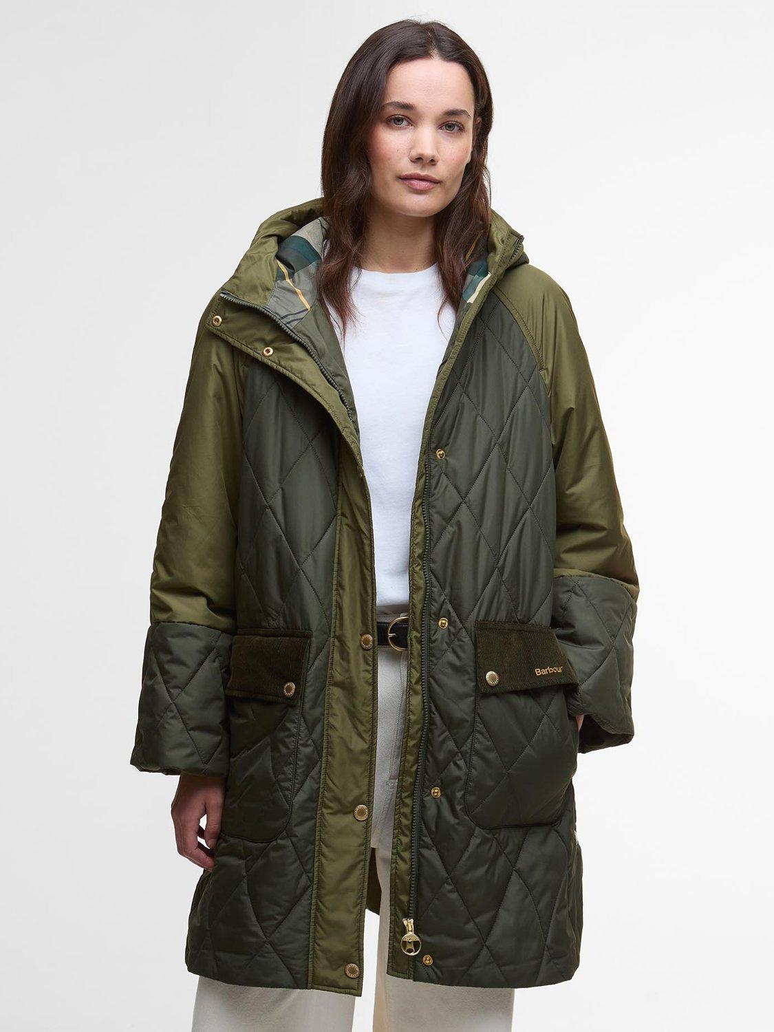 Product image 1 of 5, which shows Barbour Elspeth Quilted Jacket, Olive/Moss, 10
