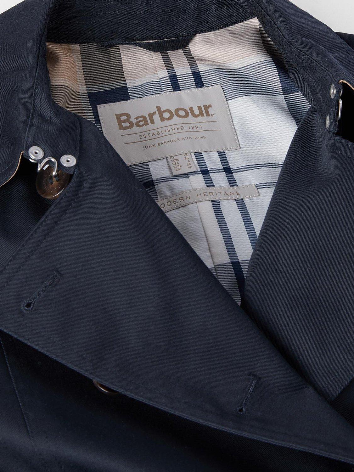 Product image 7 of 7, which shows Barbour Greta Showerproof Trench Coat, Dark Navy/Tartan, 8