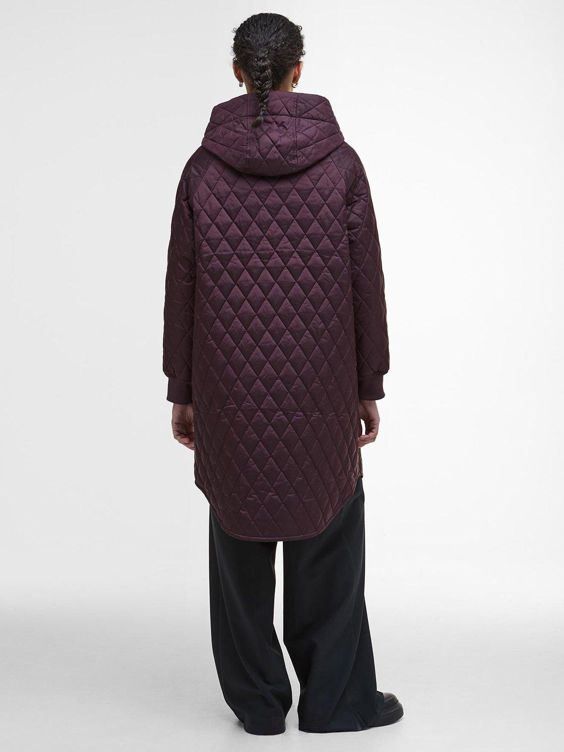 Product image 3 of 7, which shows Barbour Hilary Quilted Jacket, Black Cherry/Tartan, 10