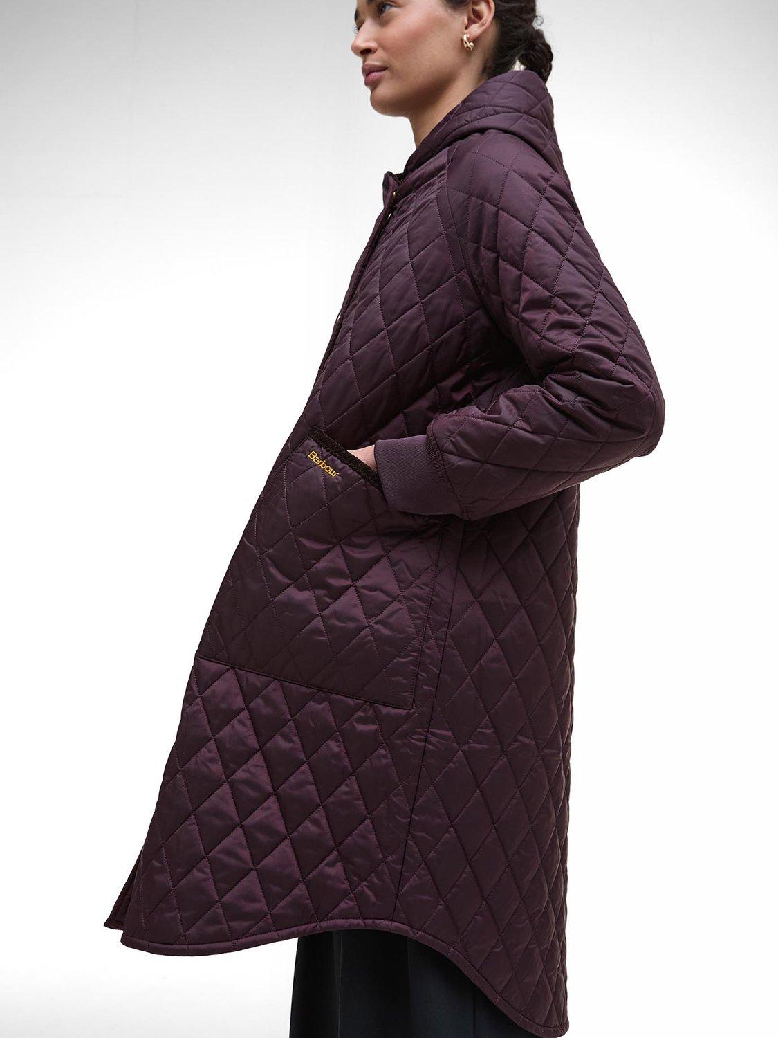 Product image 5 of 7, which shows Barbour Hilary Quilted Jacket, Black Cherry/Tartan, 10