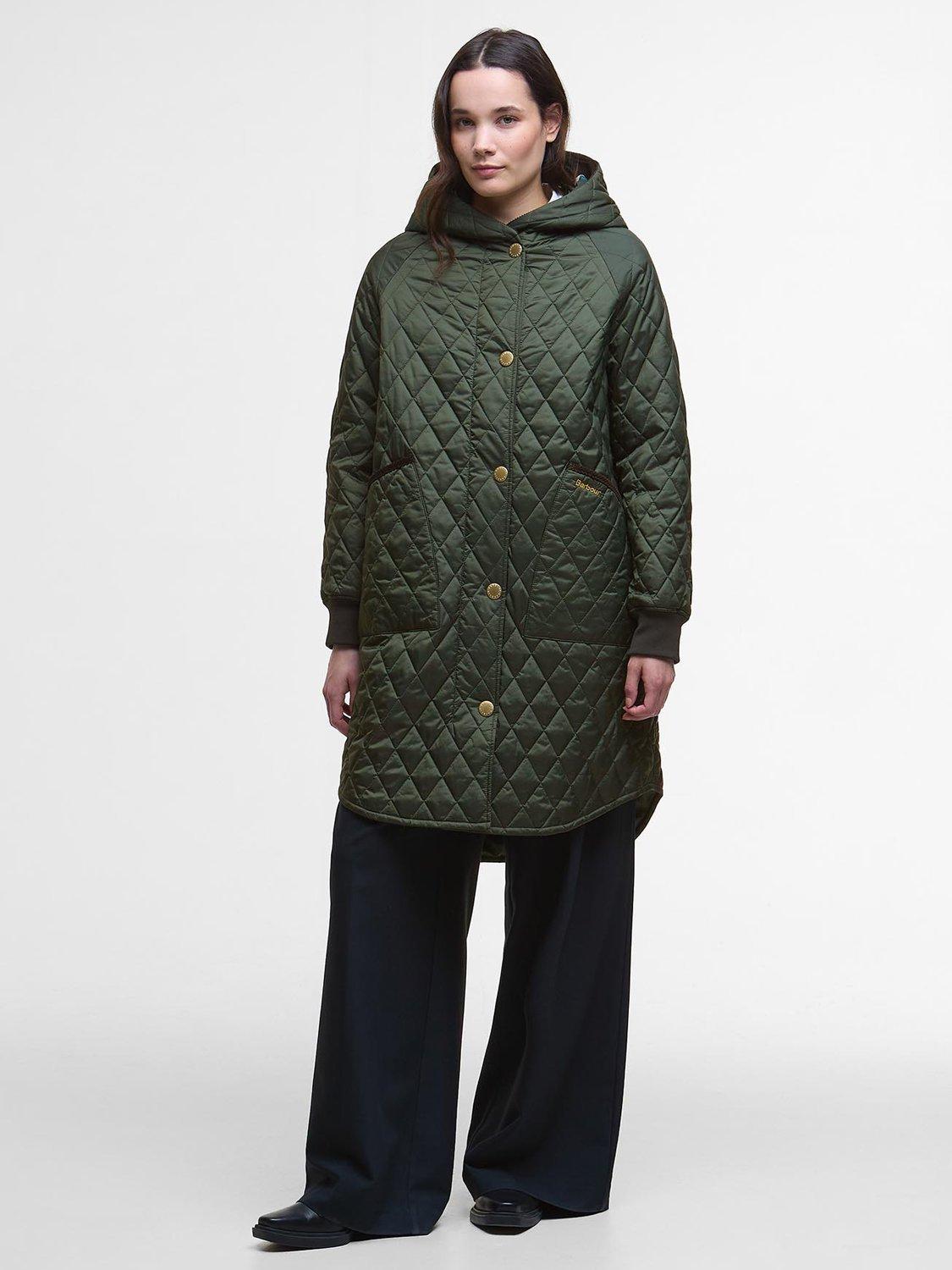 Product image 2 of 7, which shows Barbour Hilary Quilted Jacket, Olive/Ancient Tartan, 6