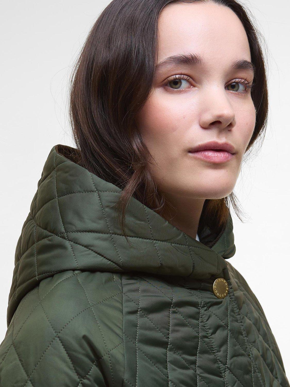 Product image 4 of 7, which shows Barbour Hilary Quilted Jacket, Olive/Ancient Tartan, 6