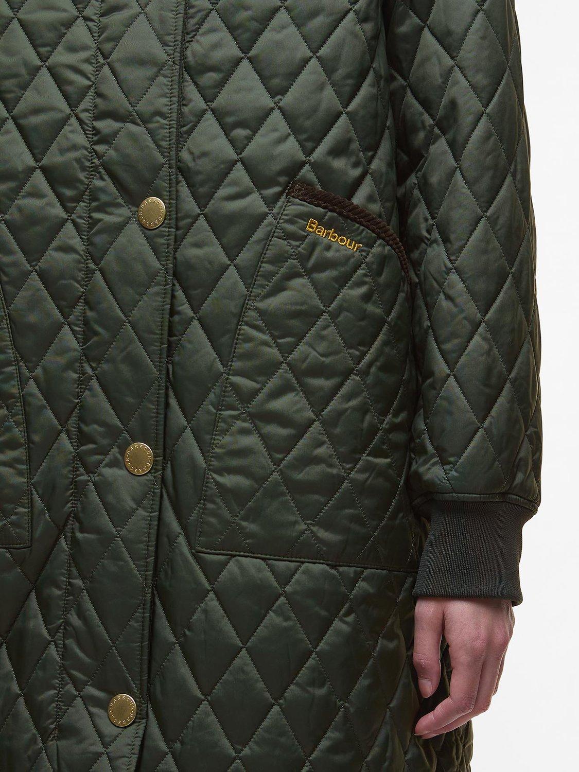 Product image 5 of 7, which shows Barbour Hilary Quilted Jacket, Olive/Ancient Tartan, 6