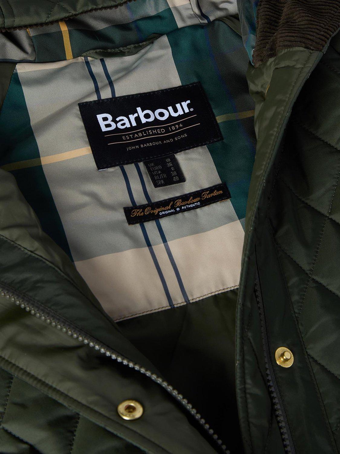Product image 7 of 7, which shows Barbour Hilary Quilted Jacket, Olive/Ancient Tartan, 6