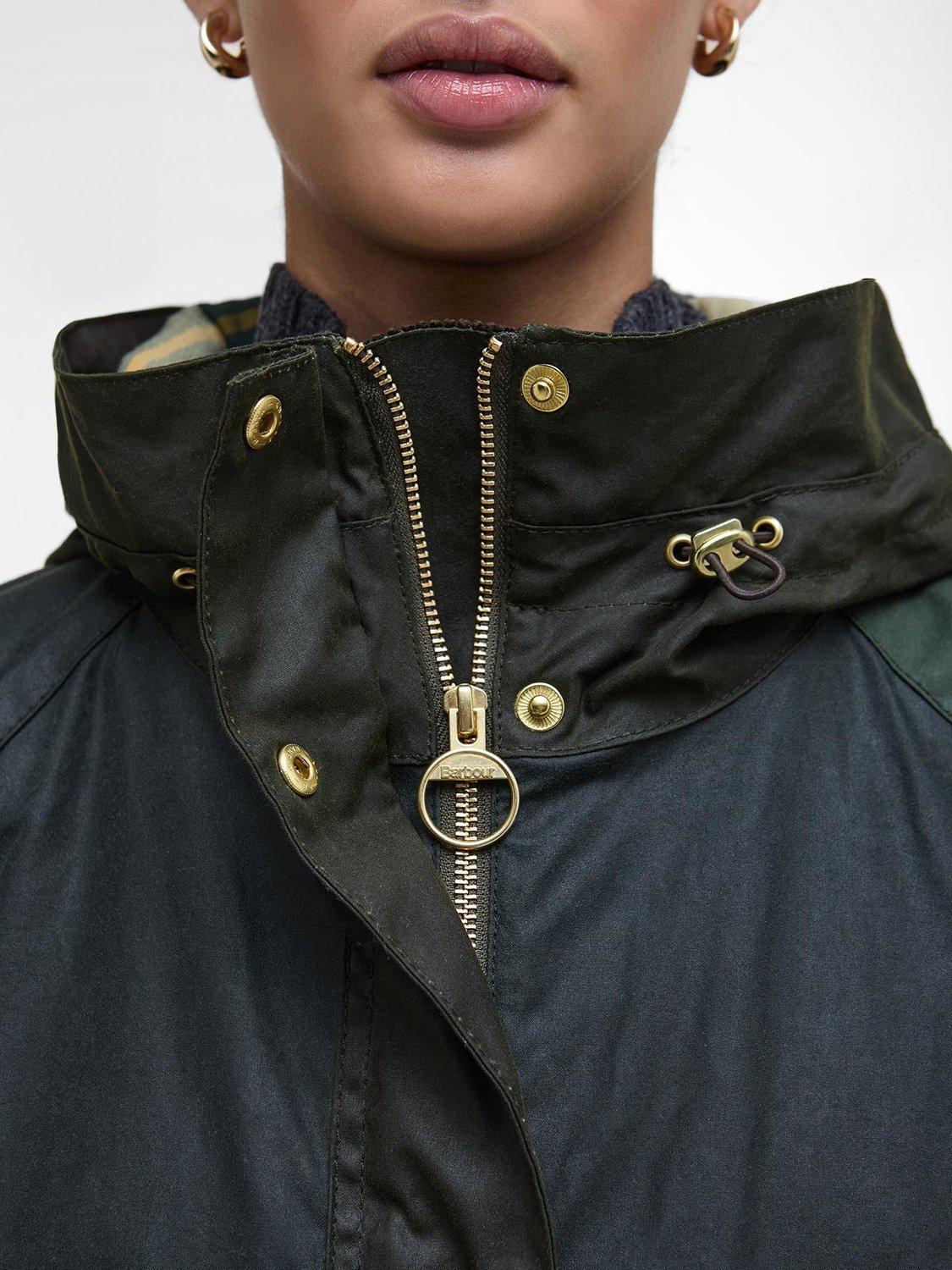 Product image 4 of 7, which shows Barbour Keeley Waxed Jacket, Fern/Sage, 8