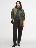 Barbour Leonie Quilted Bomber Jacket, Olive/Dark Moss