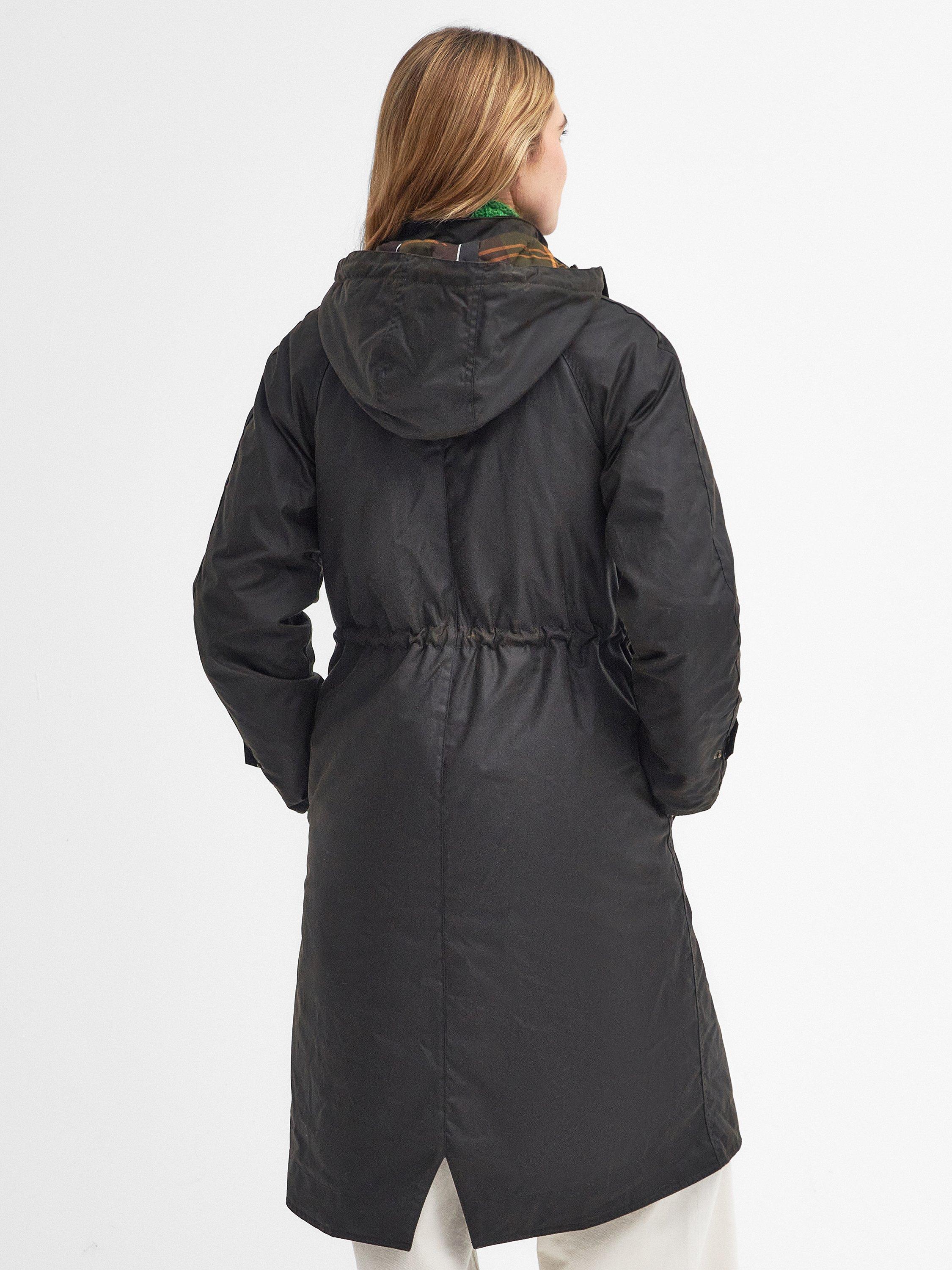 Product image 2 of 11, which shows Barbour Long Cannich Wax Jacket, Olive/Classic, 8