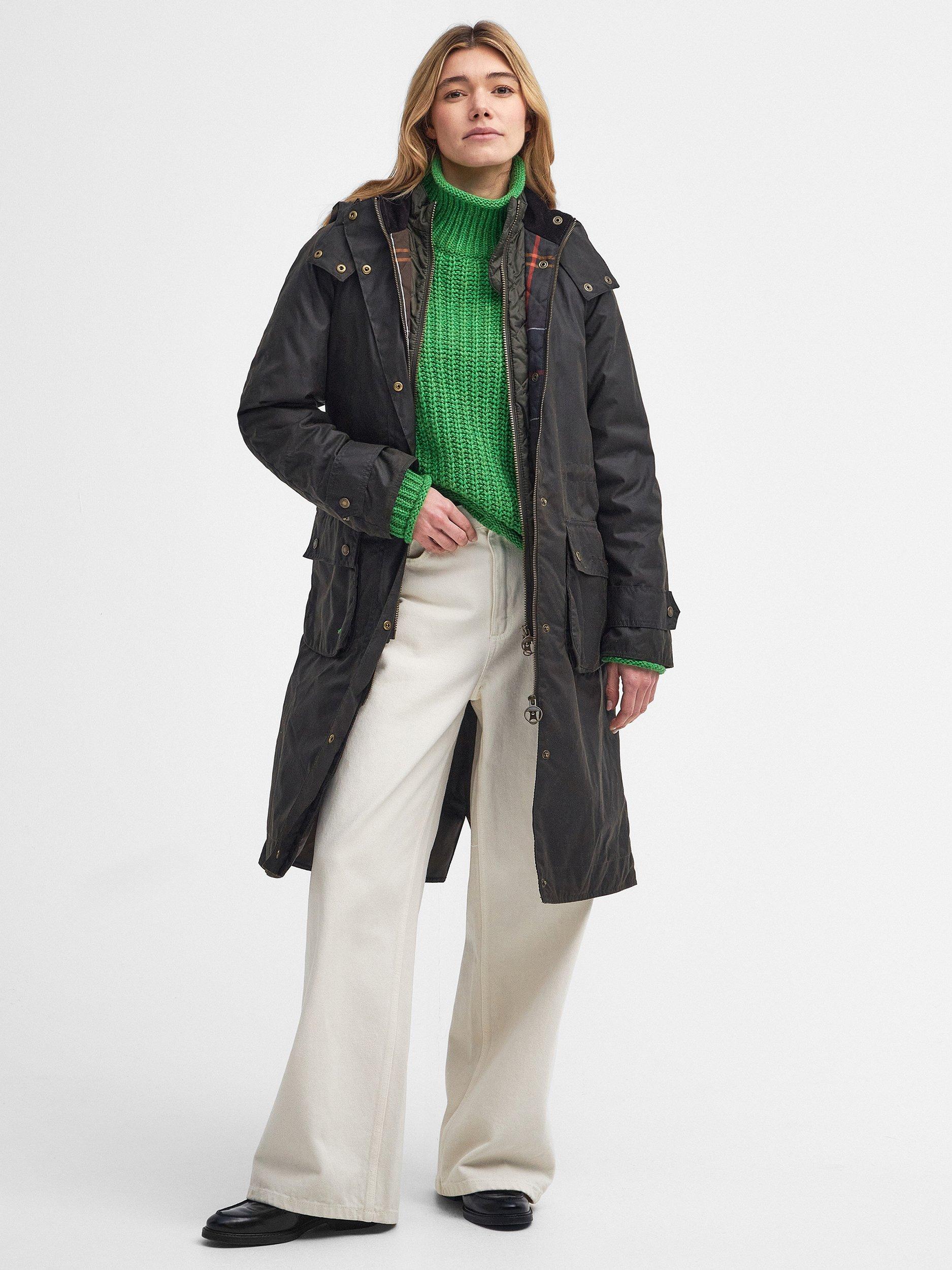 Product image 3 of 11, which shows Barbour Long Cannich Wax Jacket, Olive/Classic, 8