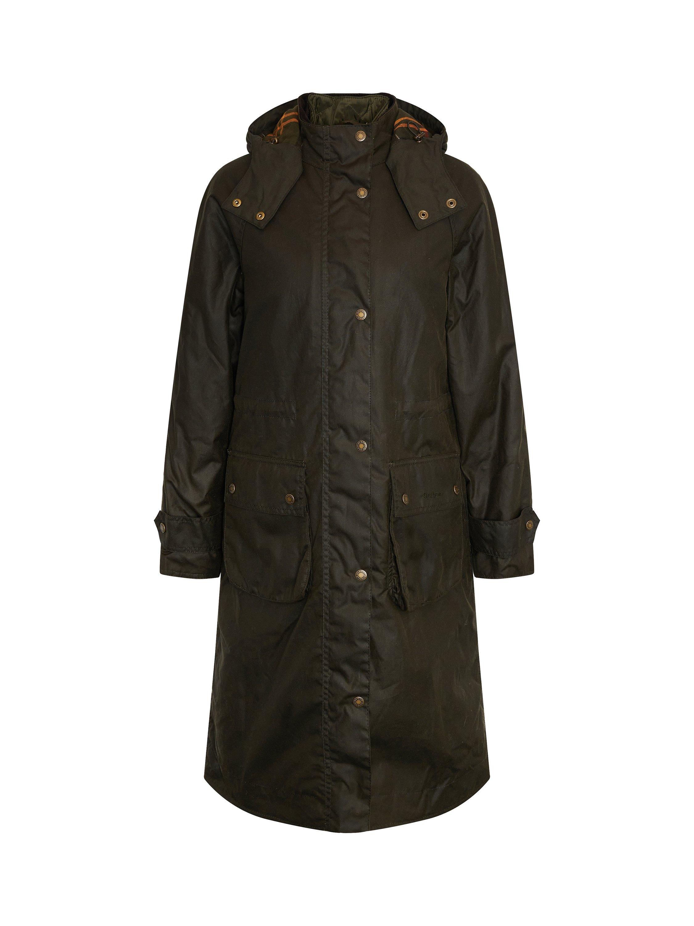 Product image 4 of 11, which shows Barbour Long Cannich Wax Jacket, Olive/Classic, 8