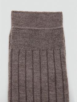 Mango Plain Rib Crew Socks - view 2, Medium Brown