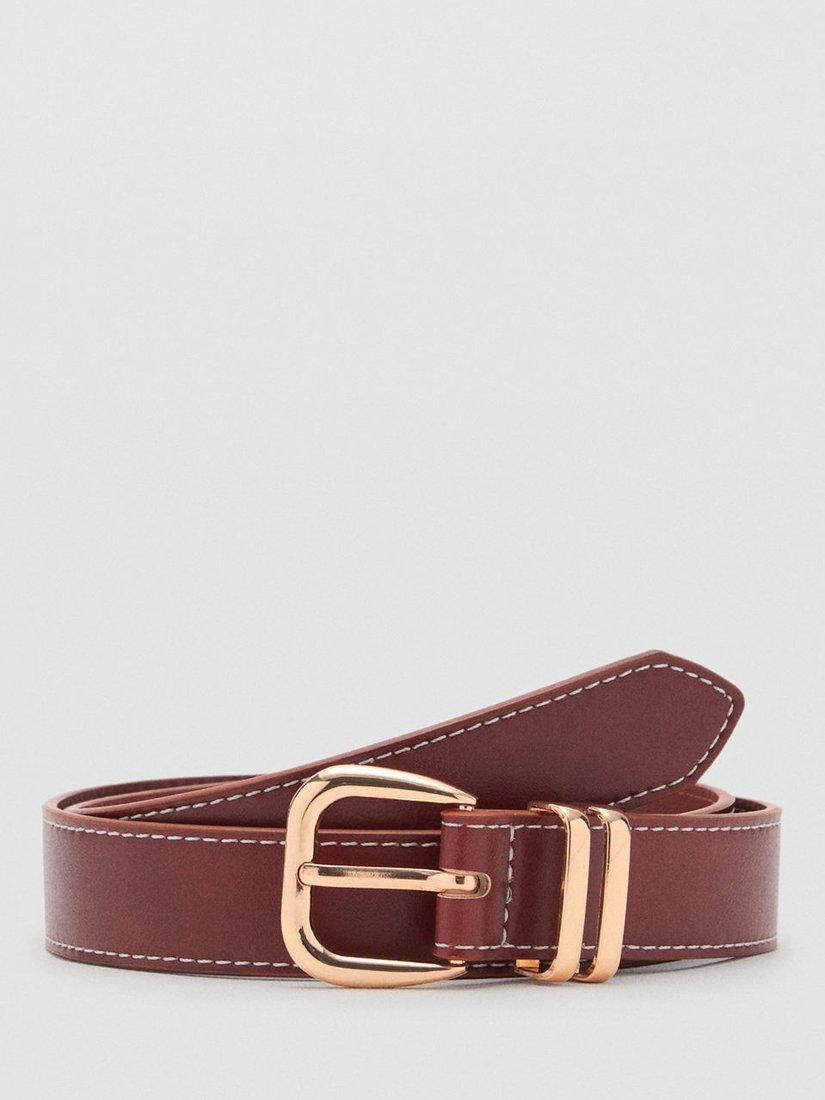 Mango Bella Metal Buckle Belt, Brown