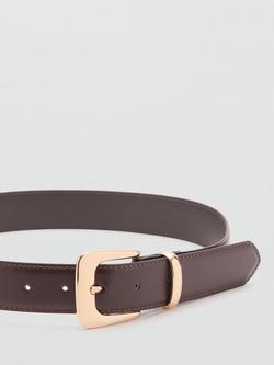 Mango Apen Metal Buckle Belt - view 2, Dark Brown