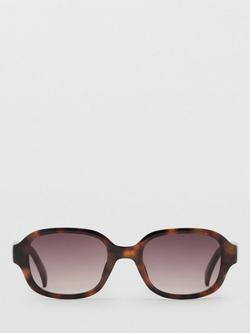 Mango Adonis Rectangular Sunglasses, Dark Brown