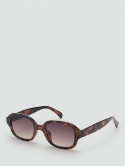Mango Adonis Rectangular Sunglasses - view 2, Dark Brown