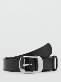 Mango Ringo Square Buckle Belt, Black