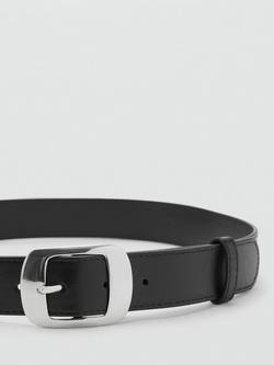 Mango Ringo Square Buckle Belt - view 2, Black