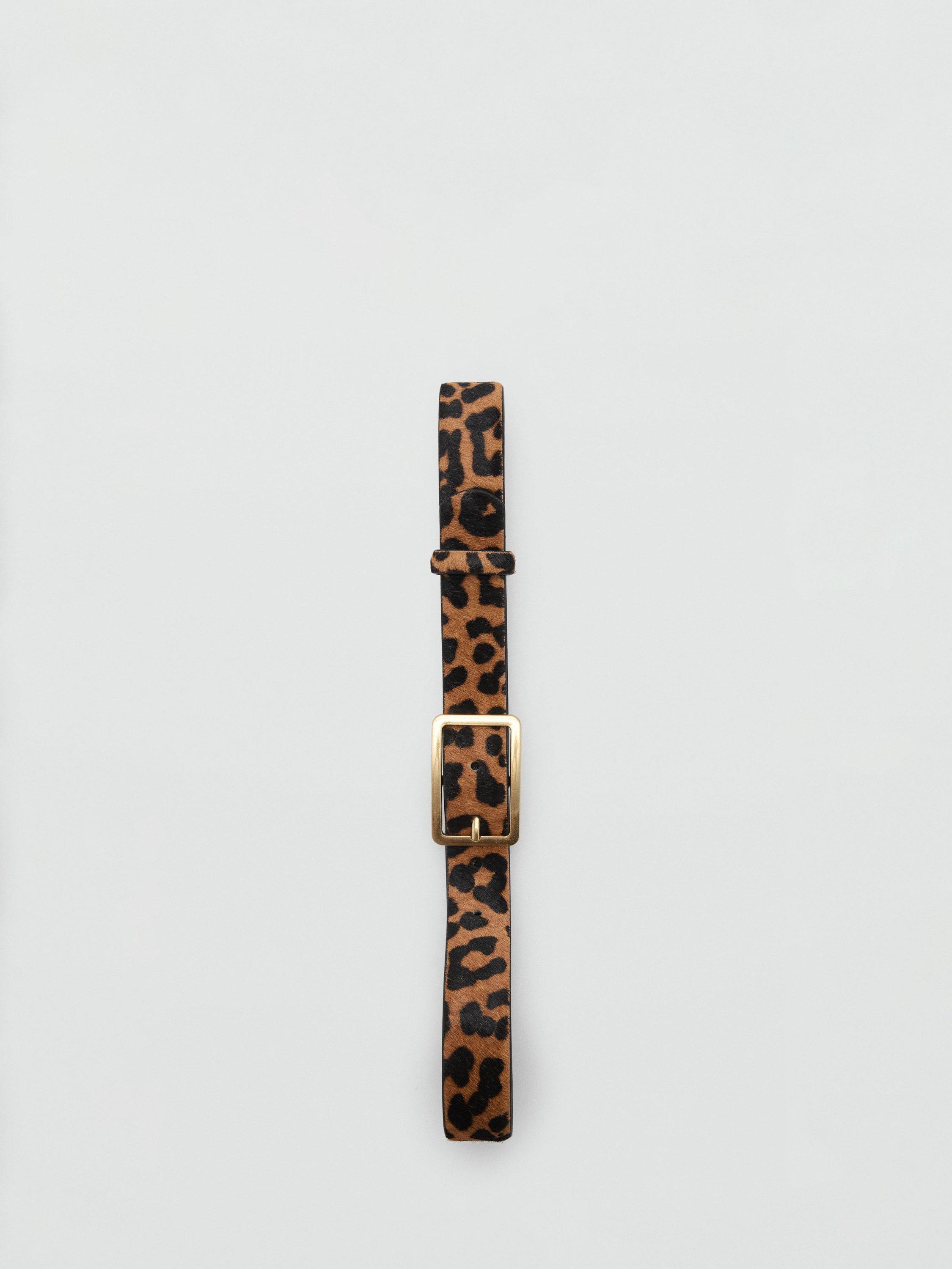Product image 4 of 5, which shows Mango Leopard Print Textured Leather Belt, Brown, S
