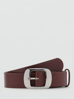 Mango Ringo Square Buckle Belt, Brown