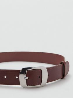Mango Ringo Square Buckle Belt - view 2, Brown