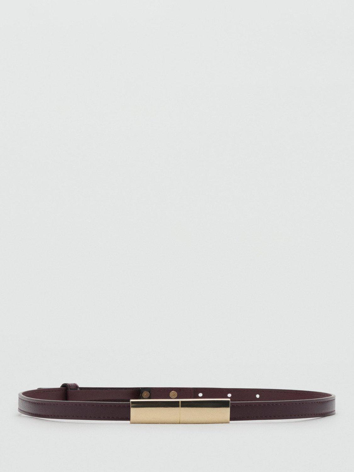 Mango Tomas Metal Detail Belt, Dark Red