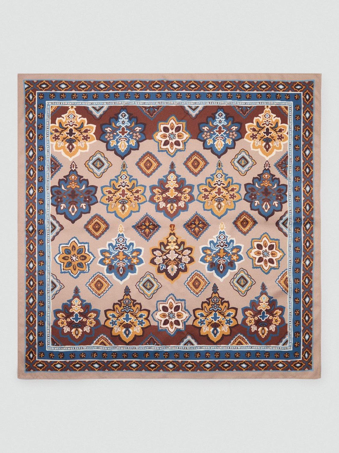 Product image 1 of 3, which shows Mango Petal Paisley Satin Scarf, Brown, One Size