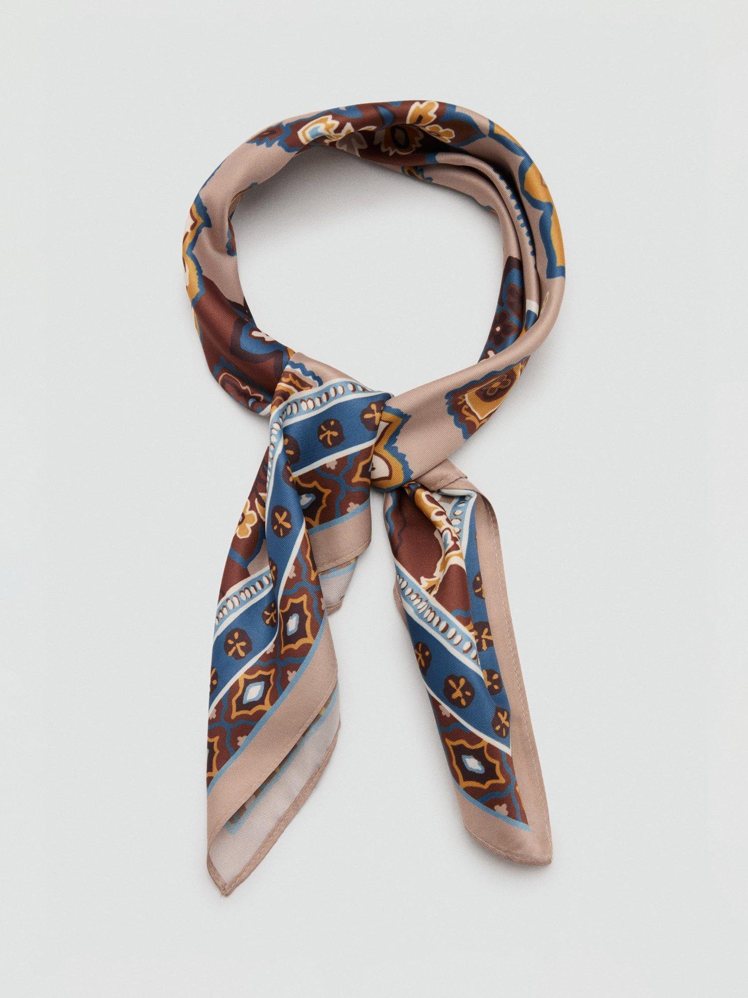 Product image 3 of 3, which shows Mango Petal Paisley Satin Scarf, Brown, One Size