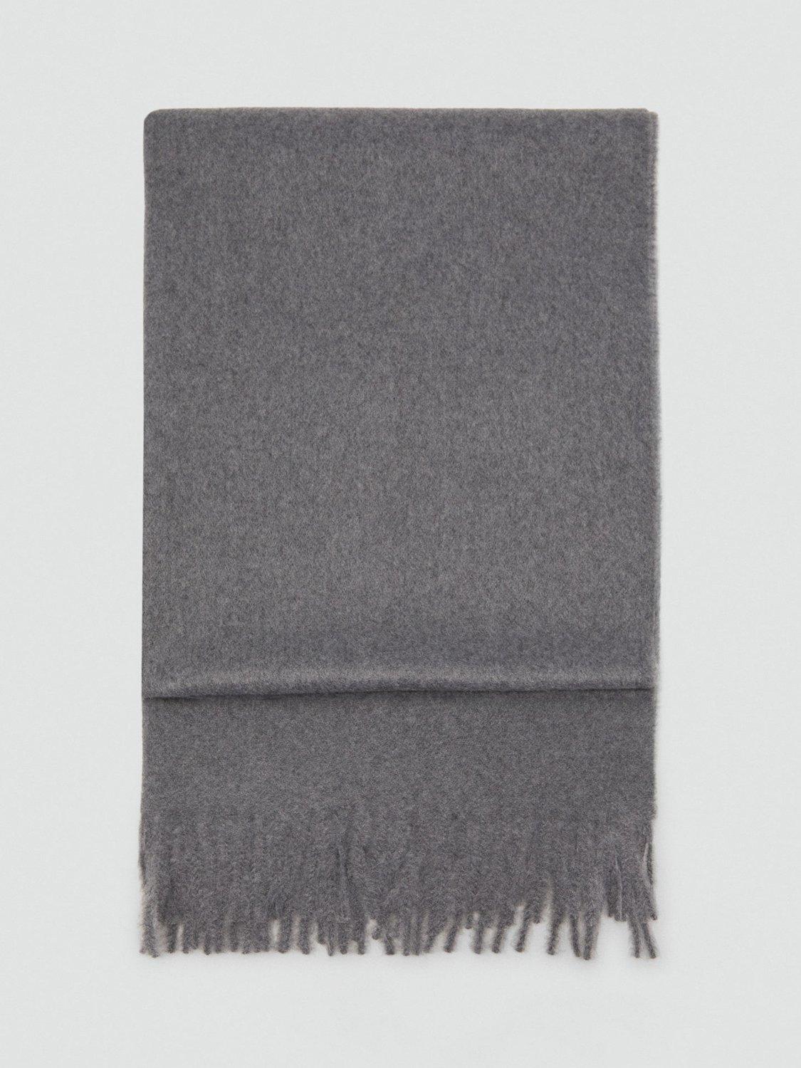 Product image 1 of 2, which shows Mango Sweet Fringed Scarf, Dark Grey, One Size