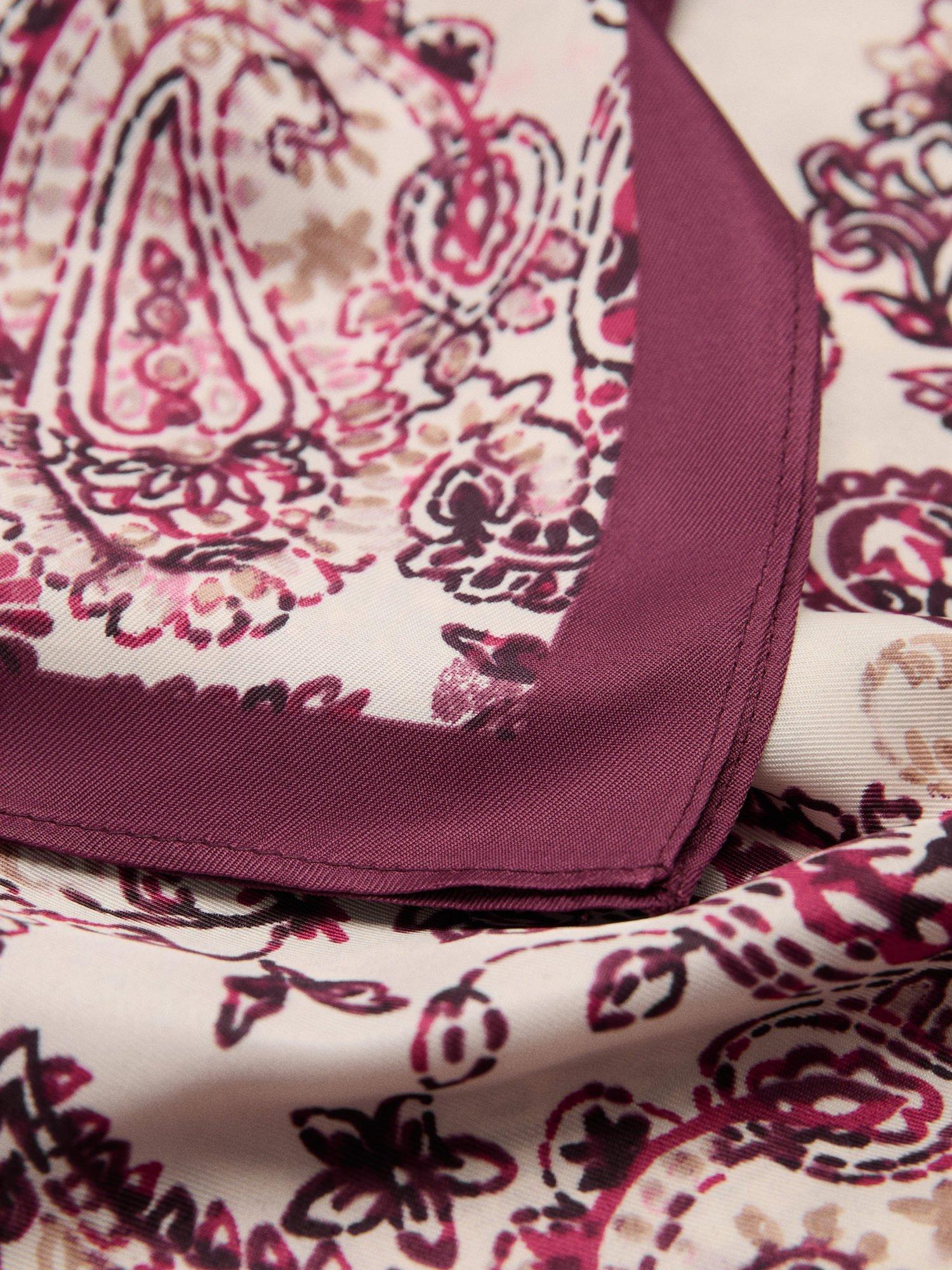 Product image 2 of 3, which shows Mango Yara Paisley Scarf, Dark Red, One Size