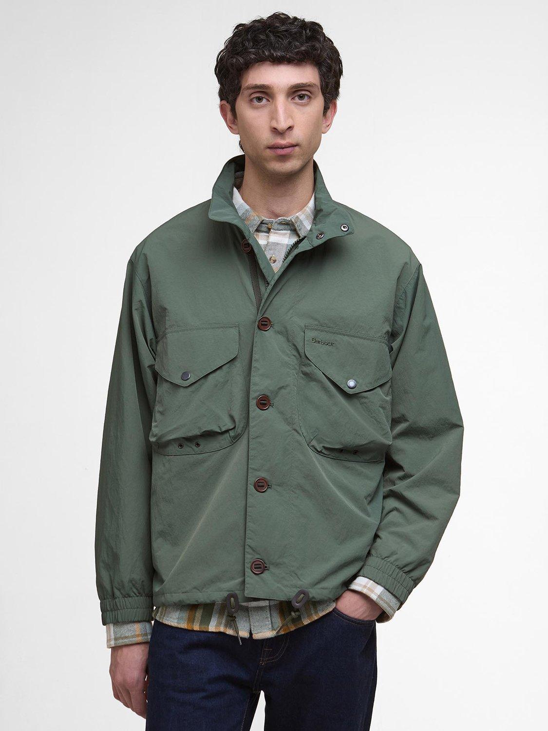 Product image 1 of 5, which shows Barbour Jig Showerproof Jacket, Thyme, S