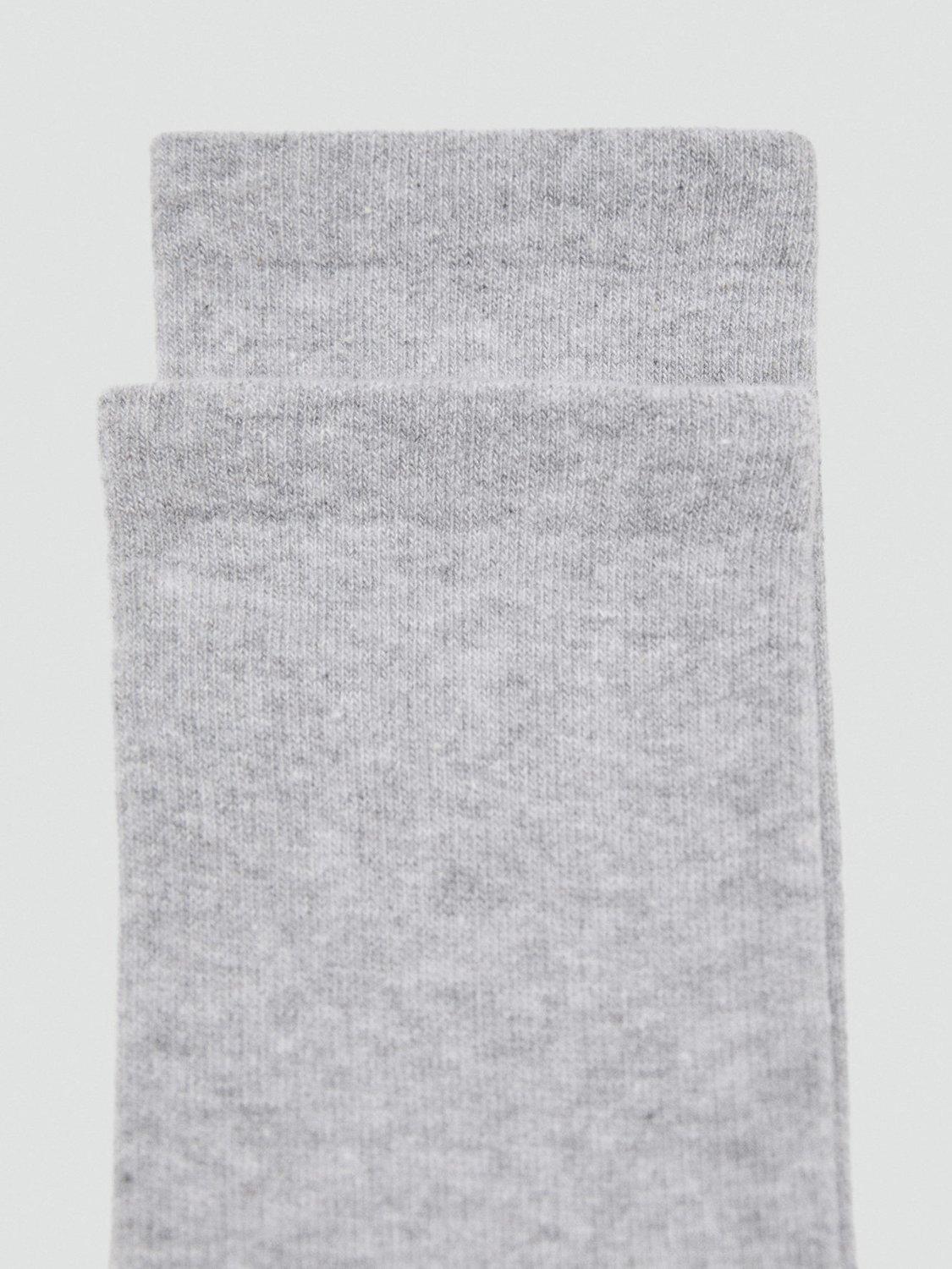 Product image 2 of 3, which shows Mango Maria Cotton Blend Plain Crew Socks, Pastel Grey, One Size