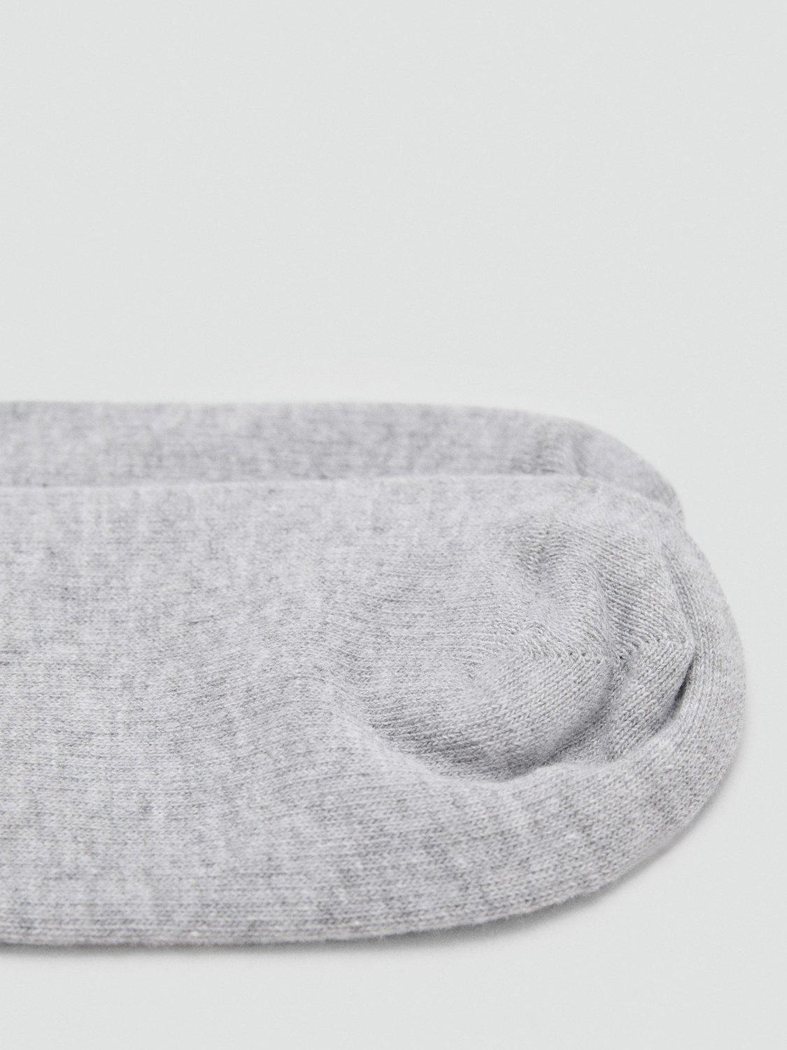 Product image 3 of 3, which shows Mango Maria Cotton Blend Plain Crew Socks, Pastel Grey, One Size