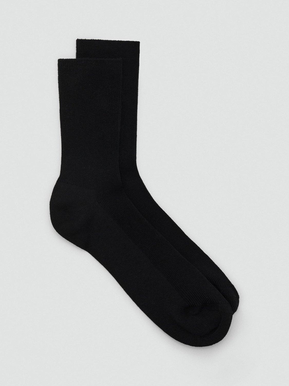 Product image 1 of 3, which shows Mango Velo Cotton Blend Ankle Socks, Black, One Size