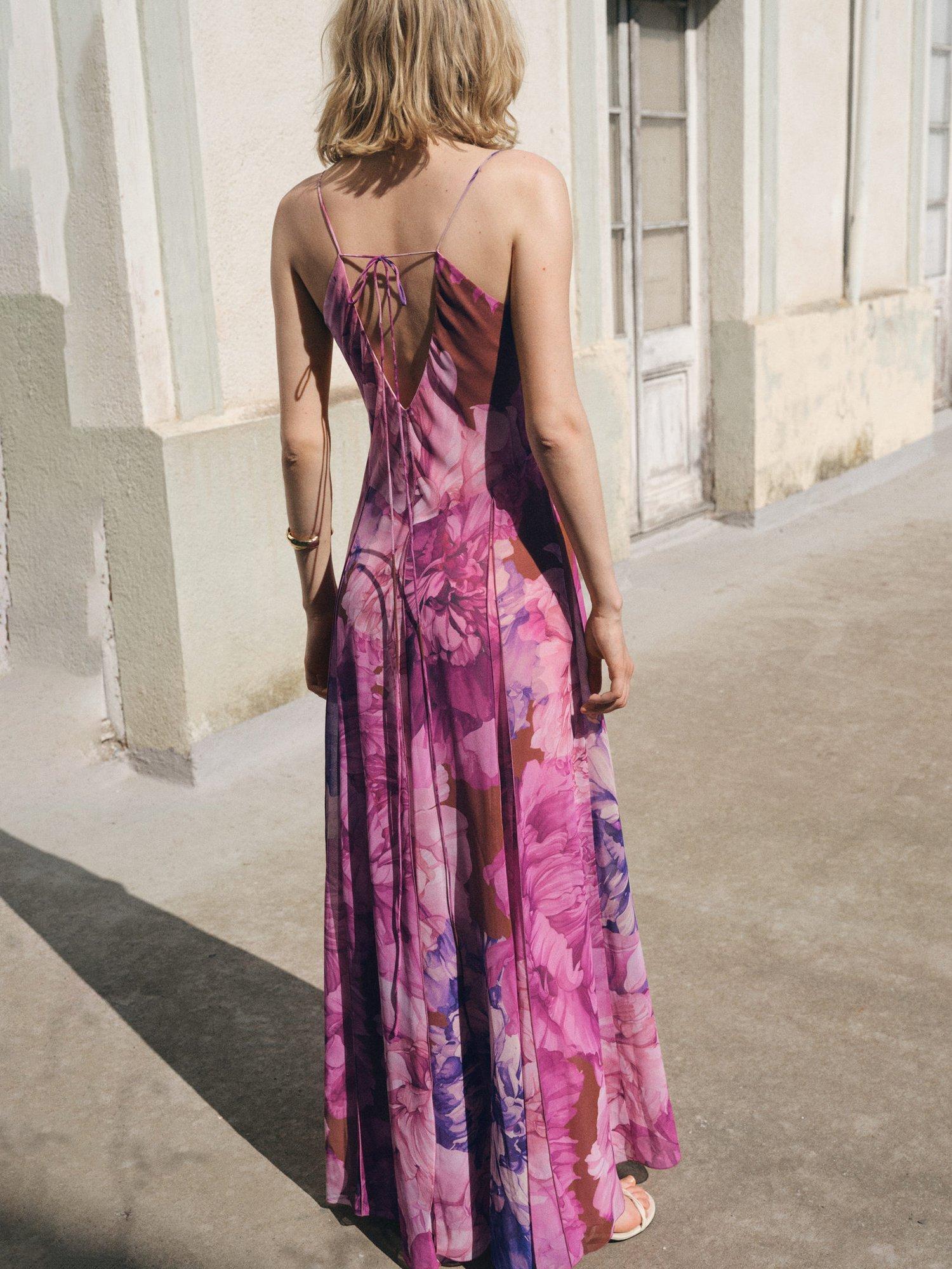 Mango Anita Floral Spaghetti Strap V Neck Maxi Dress