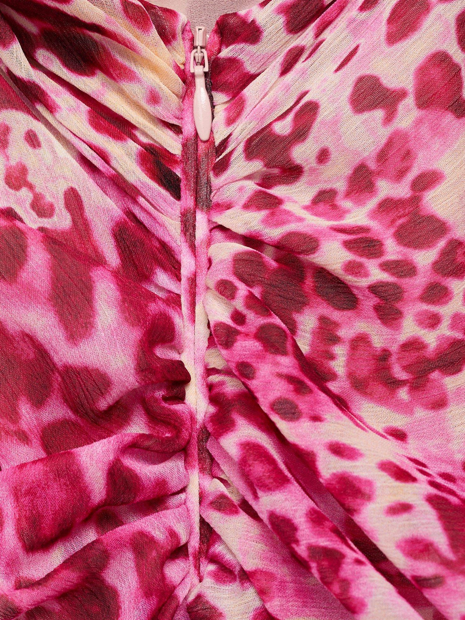 Product image 5 of 7, which shows Mango Corinne Sleeveless Asymmetric Neck Maxi Dress, Bright Pink, 10