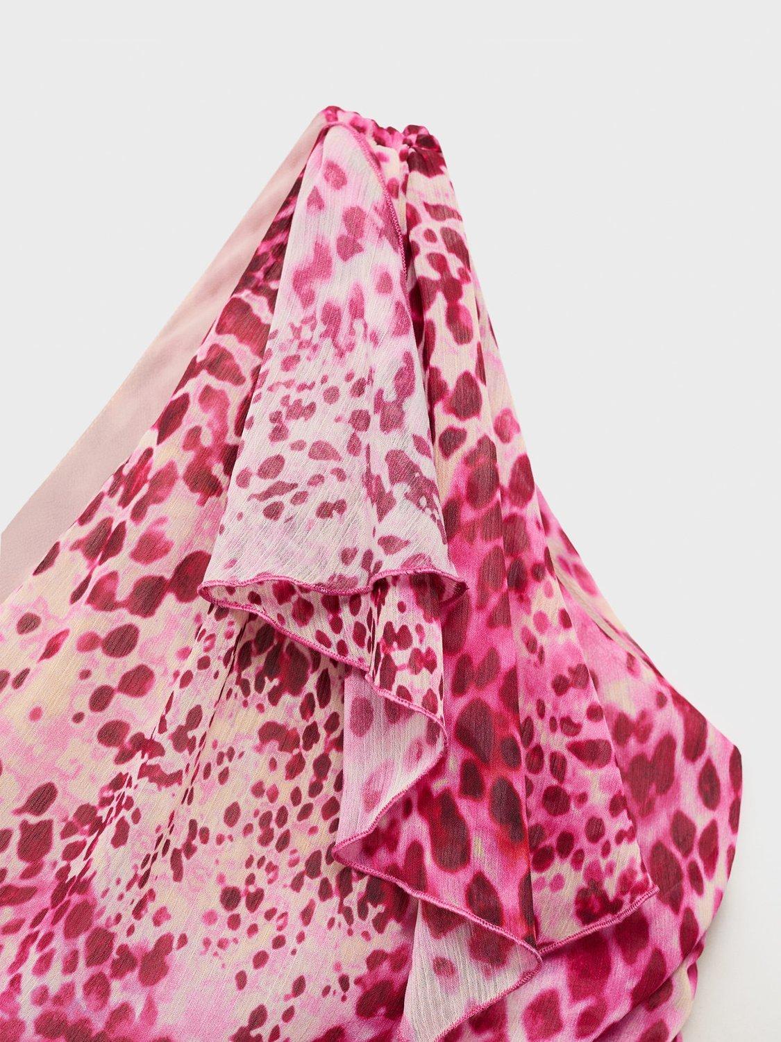 Product image 7 of 7, which shows Mango Corinne Sleeveless Asymmetric Neck Maxi Dress, Bright Pink, 10