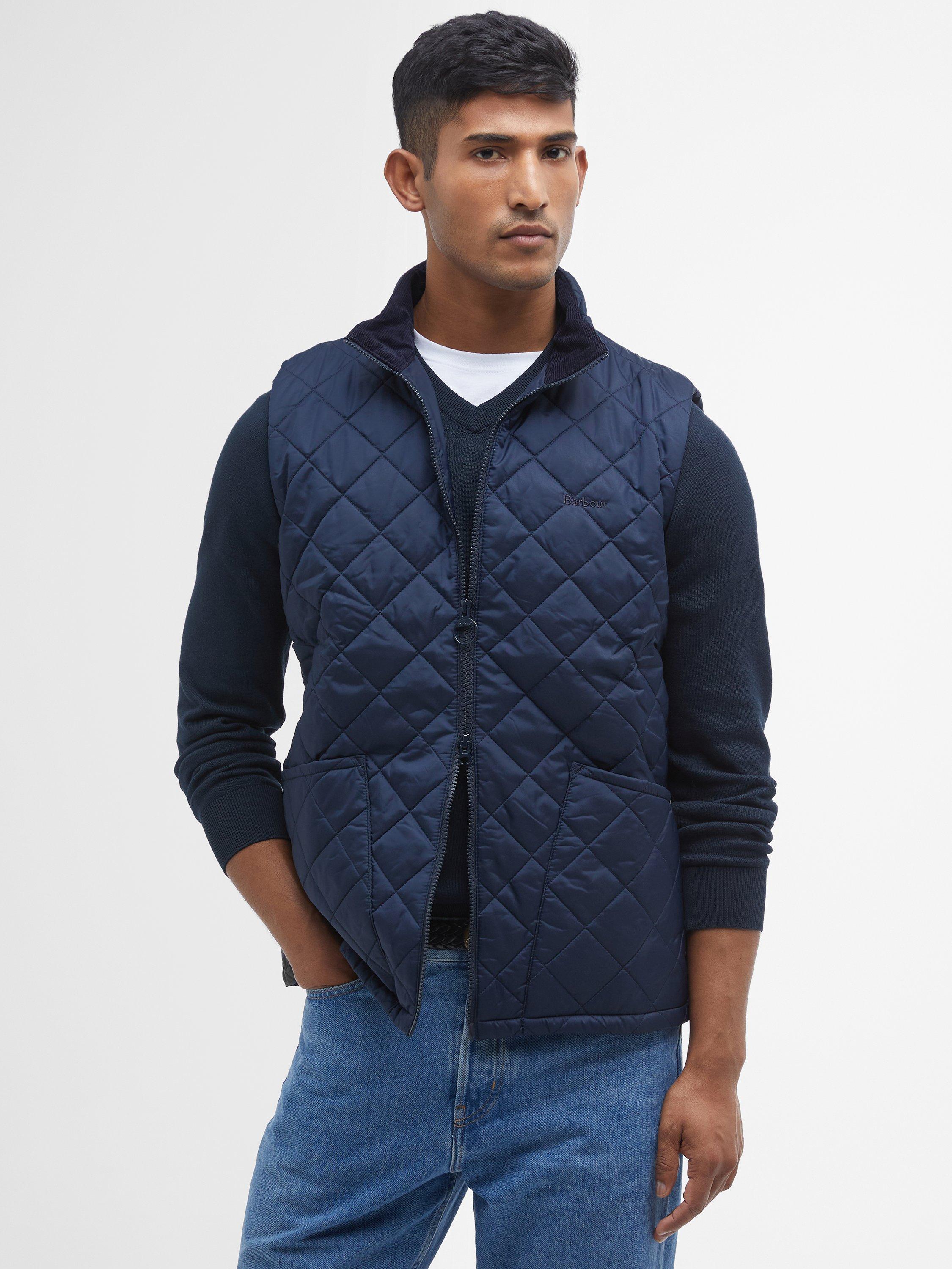 Product image 1 of 7, which shows Barbour Monty Zip Front Gilet, Navy, S